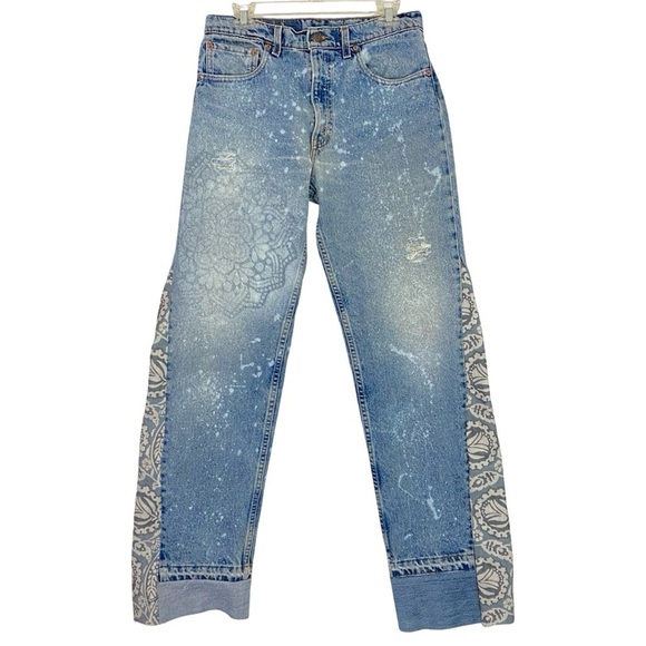 Levis Vintage Jeans Waist 29 30 Womens Size 8 10 Handnade Upcycled Levi’s Rare - Picture 1 of 14
